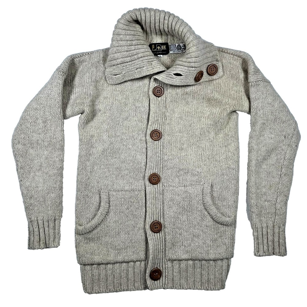 Vintage Leroy Knit Button Up Wool Cardigan Cowl Neck Sweater Men's S Preppy Acad